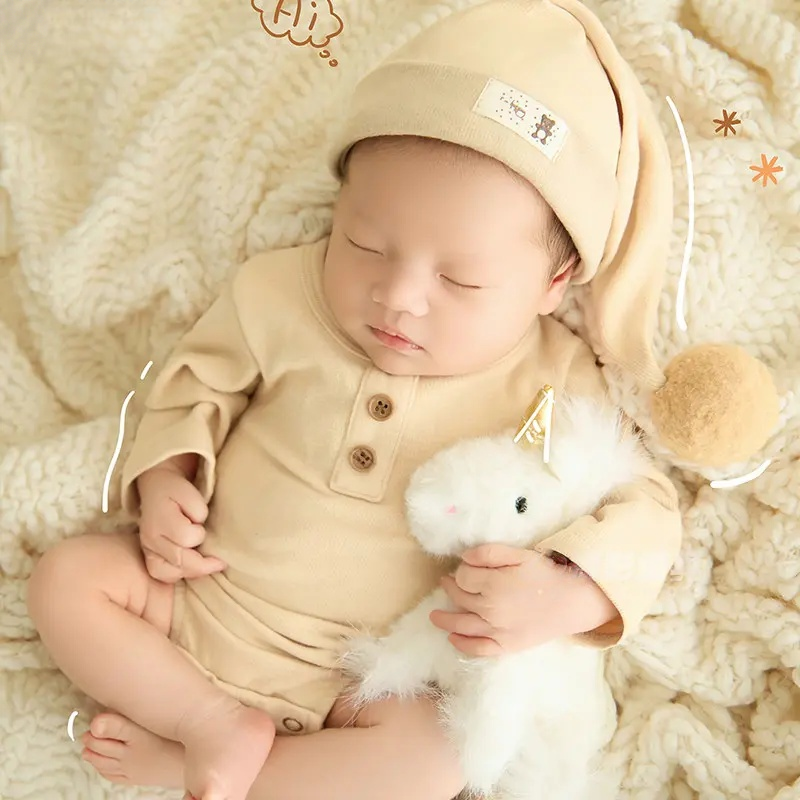 Khaki Horse Milk Outfit Theme Set - Newborn Photography Props - Image 4